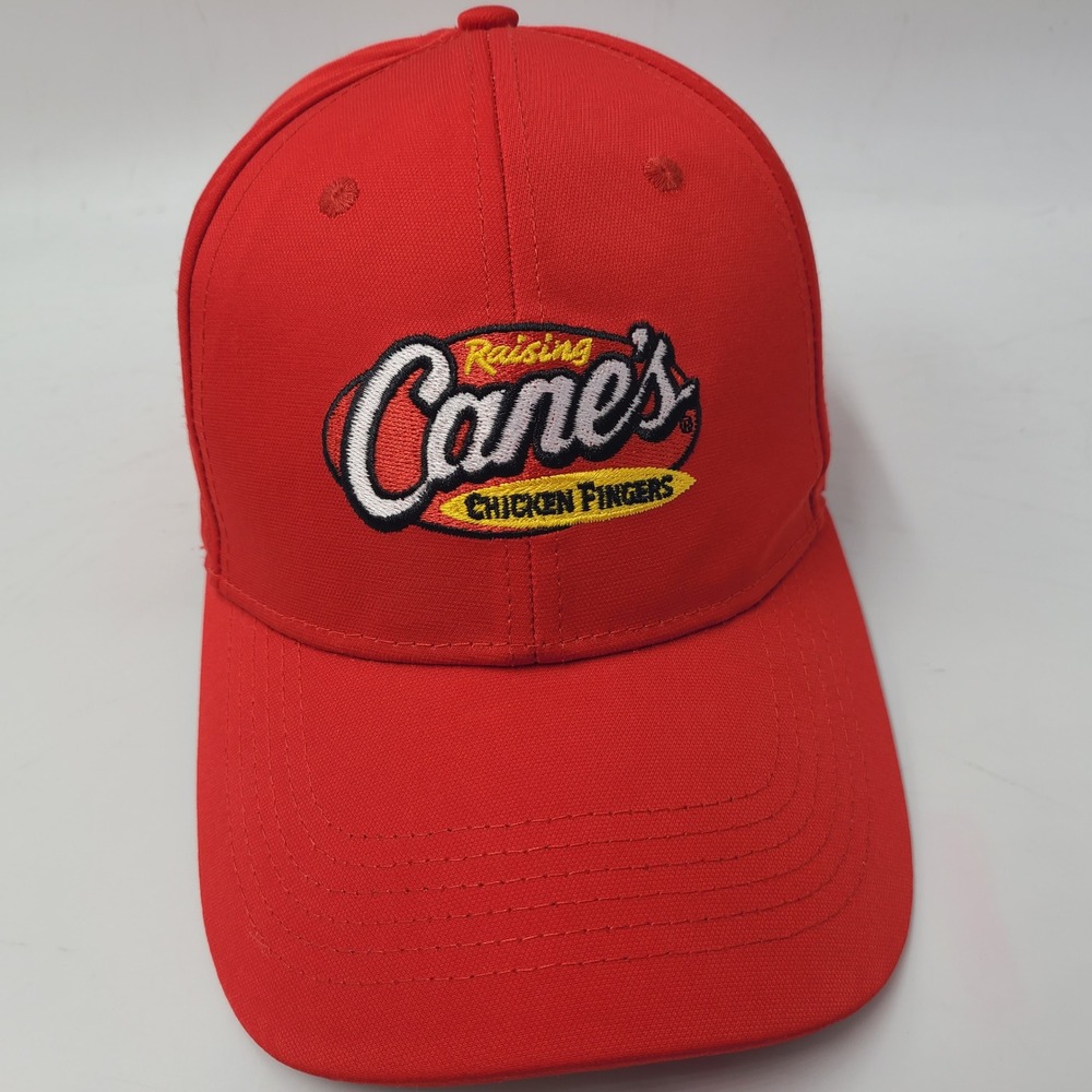 Raising Canes Hat Adjustable Red Employee Uniform Crew‎ Chicken Fingers Logo Men